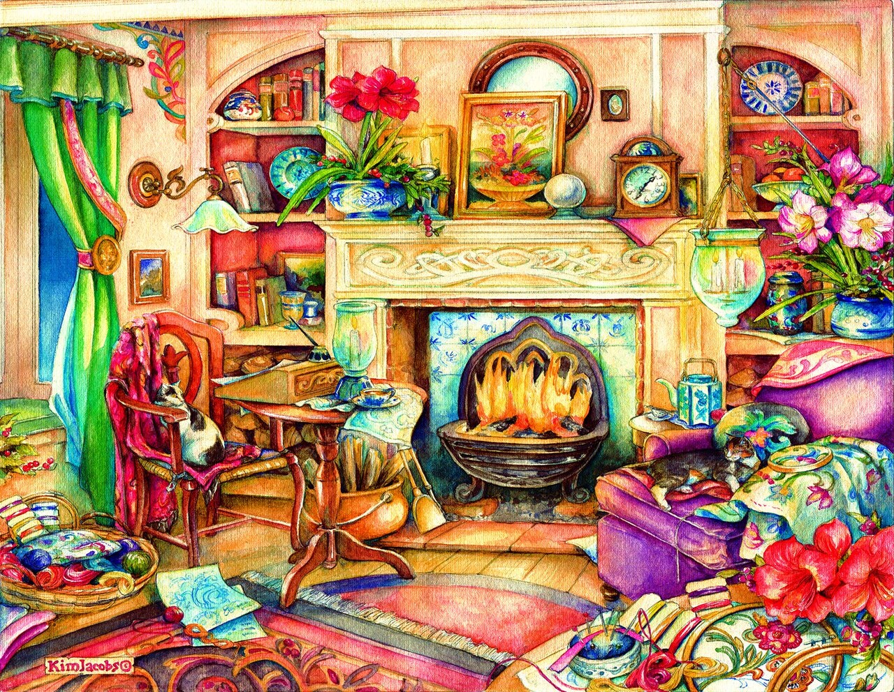 Sunsout Fireside Embroidery 1000 pc Large Pieces Jigsaw Puzzle 23447